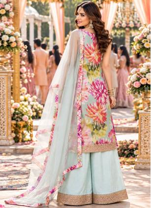 
                      Multi Colour Chinon Embroidered Salwar Kameez