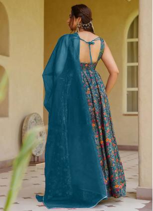 
                      Multi Colour Digital Print Work Designer Gown