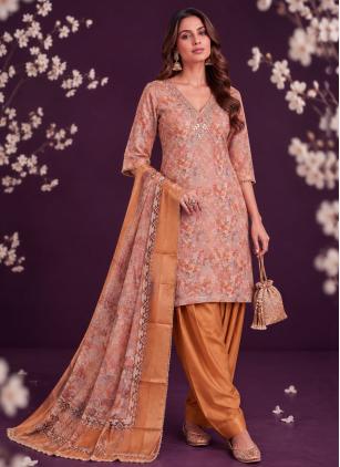 
                      Multi Colour Embroidered Cotton Patiala Salwar Kameez