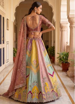 
                      Multi Colour Silk Dori Work Designer Bridal Lehenga Choli