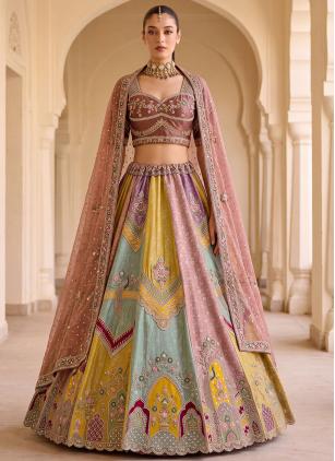 
                      Multi Colour Silk Dori Work Designer Bridal Lehenga Choli