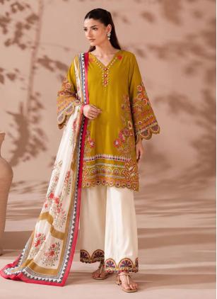 
                      Mustard Festival Embroidered Cotton Trendy Salwar Kameez