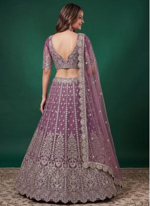 
                      Net Ceremonial Purple Dori Work Lehenga Choli