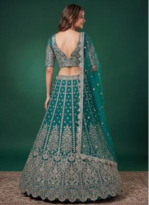 
                      Net Ceremonial Rama Sequins, Dori Work Trendy Lehenga Choli