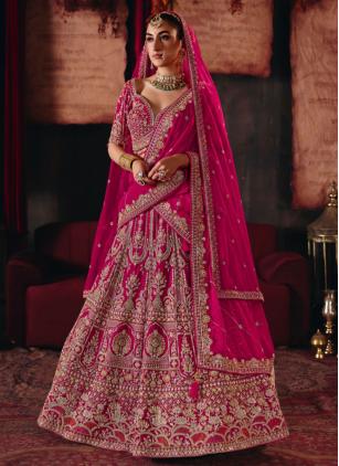 
                      Bridal Pink Beads Silk Readymade Lehenga Choli