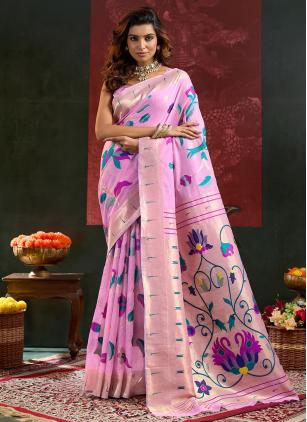 
                      Pink Casual Cotton Silk Trendy Saree