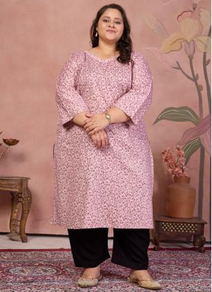 
                      Plus Size Pink Designer Kurti