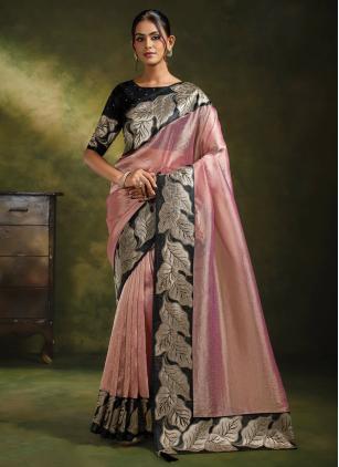 
                      Pink Embroidered Organza Classic Saree