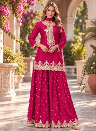 
                      Pink Embroidered Readymade Salwar Kameez