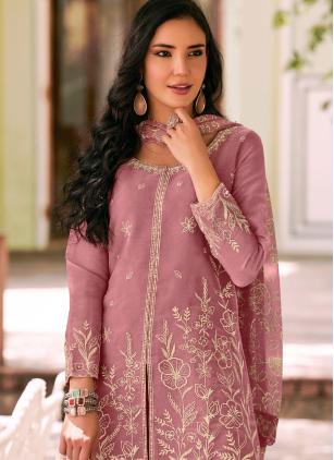
                      Pink Silk Embroidered Trendy Salwar Kameez
