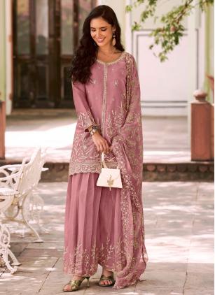 
                      Pink Silk Embroidered Trendy Salwar Kameez
