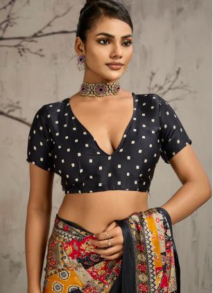 Print Multi Colour Satin Contemporary Saree