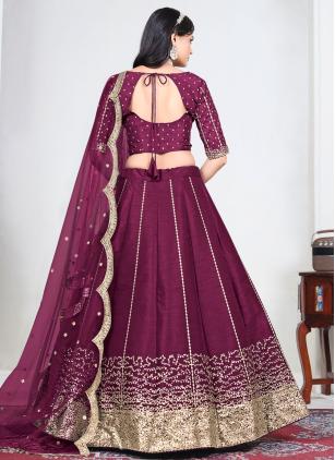 
                      Purple Embroidered Designer Lehenga Choli Festive Wear