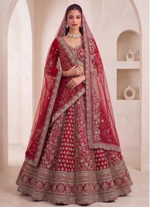 Red Bridal Silk Lehenga Choli