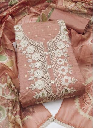 
                      Casual Peach Cotton Trendy Salwar Kameez With Dupatta