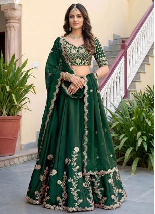 
                      Green Designer Mehendi Lehenga Choli for Bridesmaid
