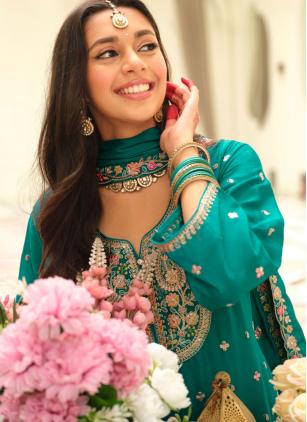 
                      Sea Green Ceremonial Embroidered Readymade Salwar Kameez