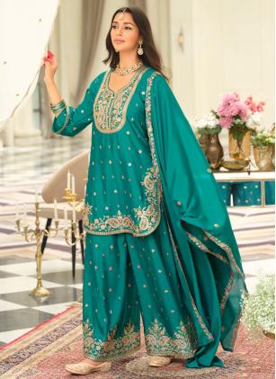 
                      Sea Green Ceremonial Embroidered Readymade Salwar Kameez