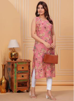 
                      Silk Digital Print Multi Colour Party Wear Kurti