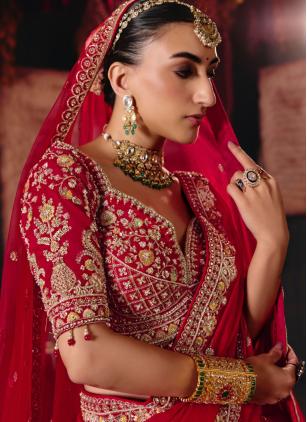 
                      Silk Red Designer Lehenga Choli