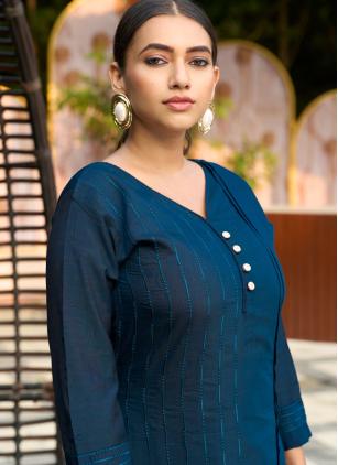
                      Teal Silk Embroidered Designer Kurti