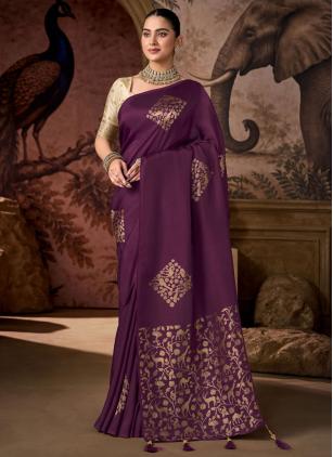 
                      Viscose Ceremonial Purple Weaving Saree