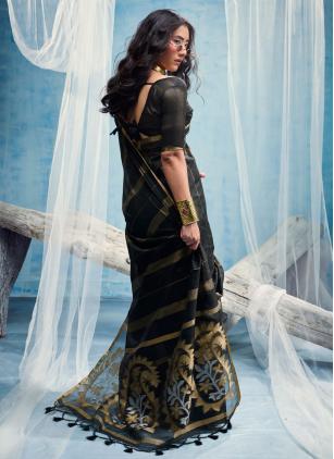 
                      Weaving Cotton Black Contemporary Saree