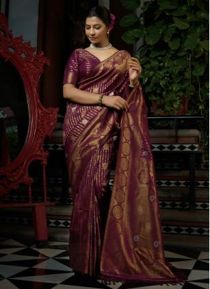 
                      Purple Weaving Work Kanjivaram Silk Classic Saree