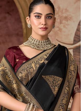 
                      Black Weaving Viscose Trendy Saree