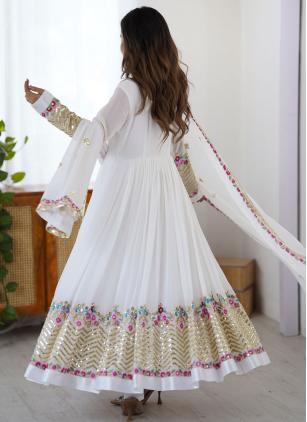 
                      White Georgette Festival Trendy Salwar Kameez