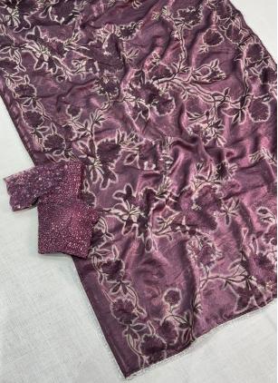 Wine Fandy Beads Classic Saree
