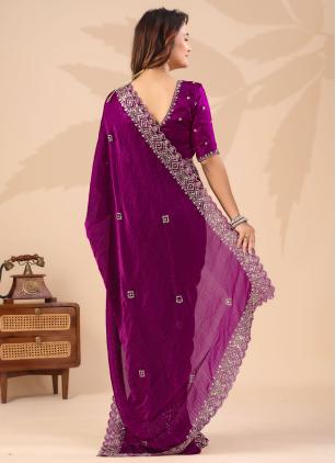 
                      Wine Festival Embroidered Fandy Classic Saree