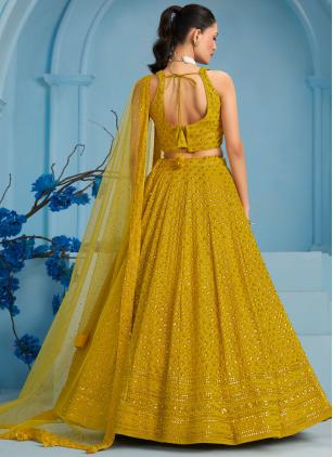 
                      Yellow Georgette Haldi Function Lehenga Choli