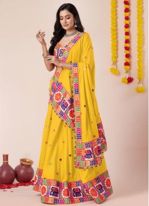 
                      Yellow Rayon Festival Lehenga Choli
